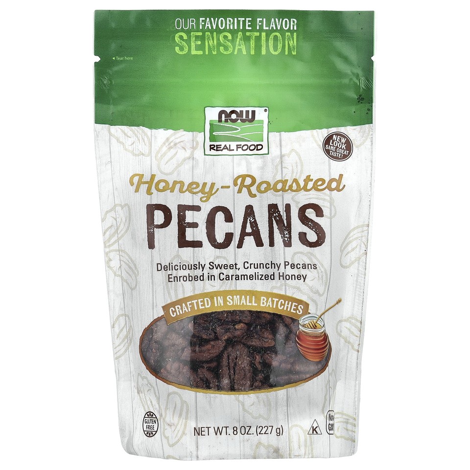 Now Foods Real Food Honey Roasted Pecans 8 oz 227 g Gluten-Free