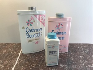 Vintage Talcum Powder Tin Lot X 3 Cashmere Bouquet Deoderant Talc
