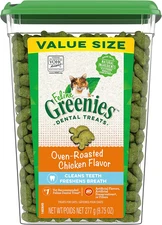 Greenies Feline Adult Dental Cat Treats, Oven Roasted Chicken Flavor, 9.75 oz.