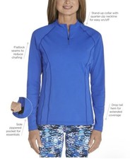 Coolibar Women's Medium Freestyle Long Sleeve Rash Guard UPF 50 Blue