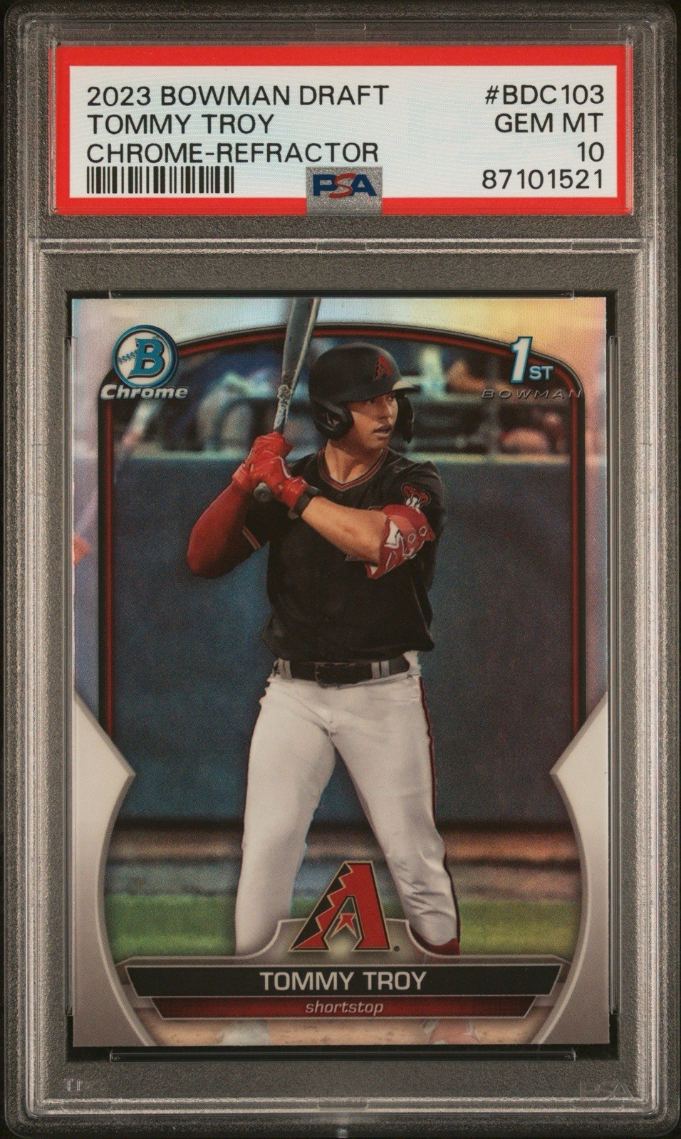 2023 Bowman Draft Chrome Refractor #BDC103 Tommy Troy RC PSA 10 GEM MINT