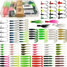 Crappie Lures Tube Lures Jigs Heads Worms Swimbaits Kit, 165, 124, 50 Pcs Pre...