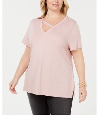 I.N.C Womens Strap Basic T-Shirt, pink, Plus Size, 2X