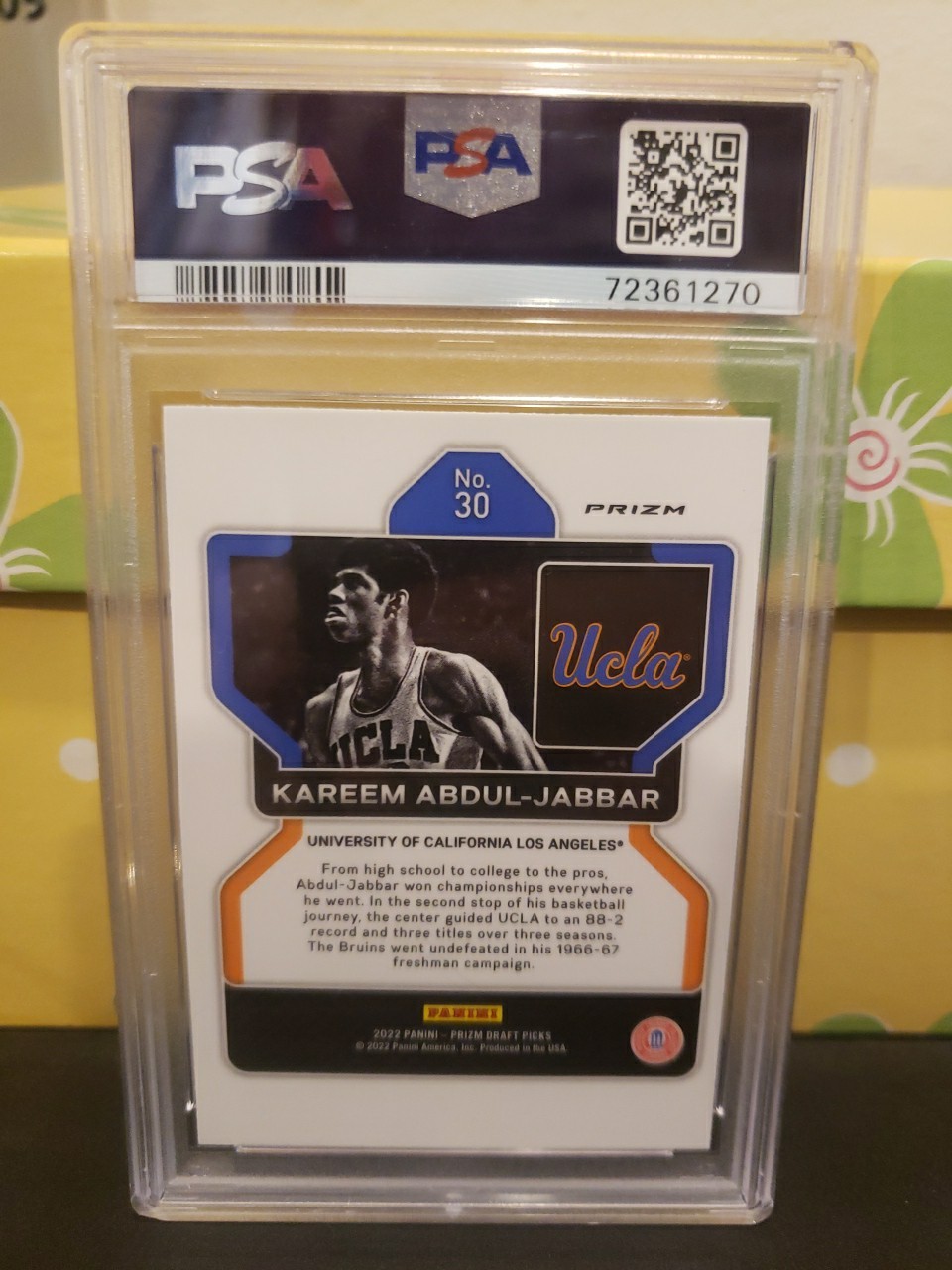 2022 Prizm Draft Picks Kareem Abdul-Jabbar #30 Venom Prizm PSA 10 view 2