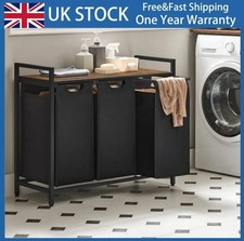 LARGE INDUSTRIAL RUSTIC LAUNDRY ORGANISER WASHING BASKET BIN 3X SORTING BAGS UK