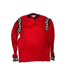 Vintage 1970s YAMAHA Knit Molly Design CrewNeck Motocross Jersey Red Size M