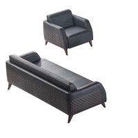 Ledersofas Set 3-Sitzer Sessel Schwarz Couch Modern Sofa-Set SitzmöBel