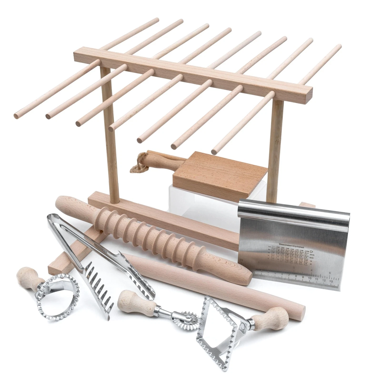 Ultimate 9 Pcs Pasta Making Tool Set Pasta Drying Rack, Pasta Tongs, Ravioli ...