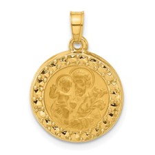 14K Yellow Gold Hollow St. Joseph Medal Pendant