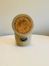 Vintage Stonewear Salt Pig / Salt Cellar with Original Cork, Eagle Decoration
