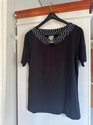 Neues Shirt von Fair Lady in Gr. 42 in schwarz m. gepunktetem Rundhalsausschnitt