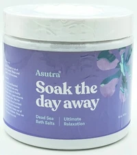 Asutra 'Soak the Day Away' Dead Sea Bath Salts Lavender Cedarwood Chamomile 16oz