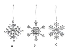 Creative Co-Op Winter Acrylic Jewel Snowflake Ornament 5" Pick 1 Design