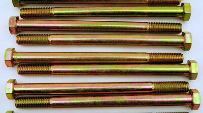 (6) Hex Head 5/8-11 x 9'' Grade 8 Bolts Yellow Zinc Cap Screws