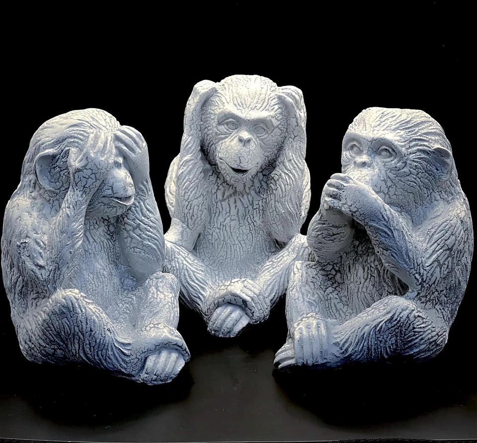 Estatueta de mármore branco No Evil See Hear Speak White Monkey - Conjunto de 3, Monkey D - Imagem 3 de 4