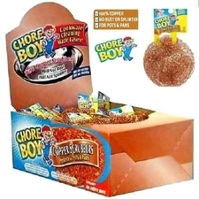 NEW CHORE BOY  COPPER SCRUBBER  36  PIECES 100 % COPPER DISPLAY BOX 