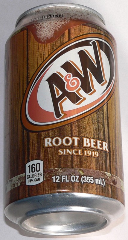 can, empty, A & W Root Beer soda brown 12 fl. oz. collectible aluminum, stay-tab