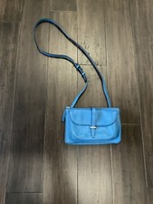 Fossil Ryder Blue Leather Small Multi Compartment Crossbody Bag