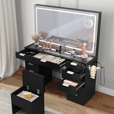 Vanity Table Set 11 Drawers Table Makeup  Dressing with LED Lighted Mirror 