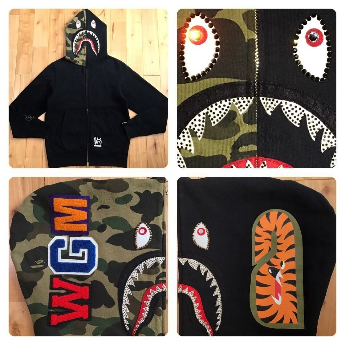 BAPE 2014 Swarovski Shark full zip hoodie Black A Bathing BAPE 2014 Swarovski Shark full zip hoodie Black A Bathing