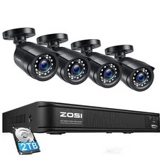 ZOSI 8CH 1080P DVR 2MP Night Vision Security Camera System Human Detection 2T