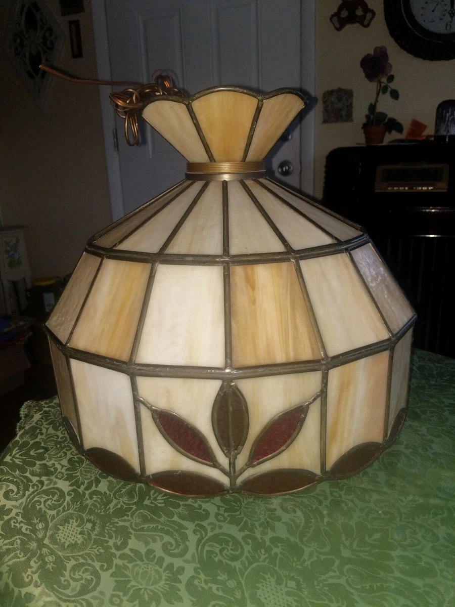 Vintage Tiffany Style Hanging Ceiling Lamp Lead Assembled