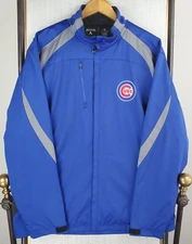 ANTIGUA x CUBS Size XL Mens Full Zip Softshell Windbreaker Jacket Golf Blue Gray