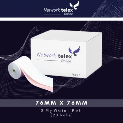 NETWORK TELEX KITCHEN PAPER ROLL 2 PLY NON THERMAL PINK/WHITE KITCHEN TILL ROLL (80 ROLLS)