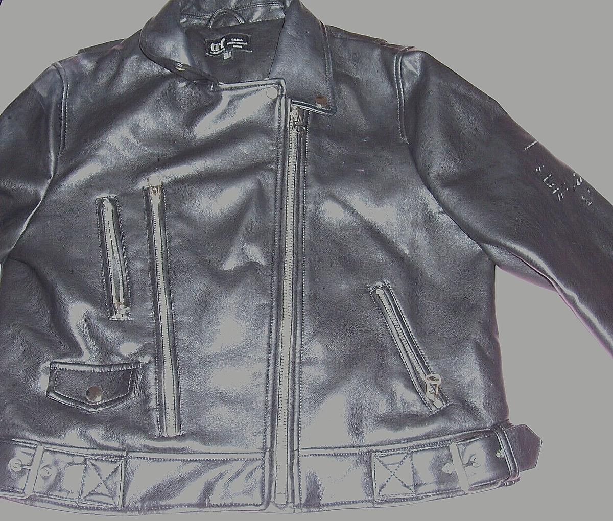 ZARA trf collection レザージャケット 黒 ☆ZARAザラ本革 オーバーサイズ レザーライダースジャケット