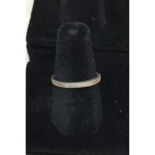 Womens Silver Ring with white gemstones Around it- Marked 925 Sterling Silver 