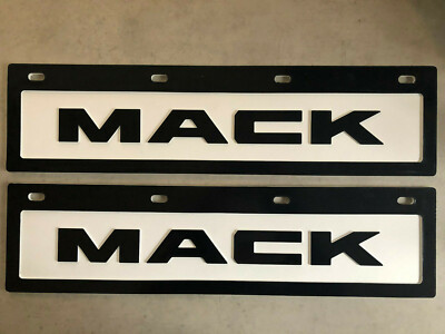 Set of 2 New White Genuine Mack Brand Short Truck Bumper Bar Mudflaps 24'' x 6''