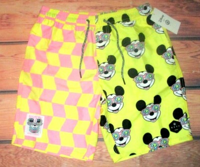 MENS NEFF DISNEY MICKEY MOUSE DRAWSTRING SWIM BOARD SHORTS SIZE L