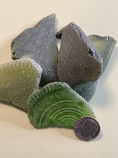 Gr 2128 Genuine Surf Tumbled Sea Glass/Green Frosted Beach Glass