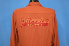 vintage 40s YELLOWSTONE ELECTRIC CO BOWLING RAYON NORM CHAIN STITCH SHIRT MED M