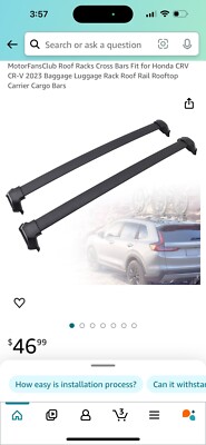 For Honda CR-V 2023-Up Roof Rack Cross Bars Metal Bracket Flush Rail Alu Black