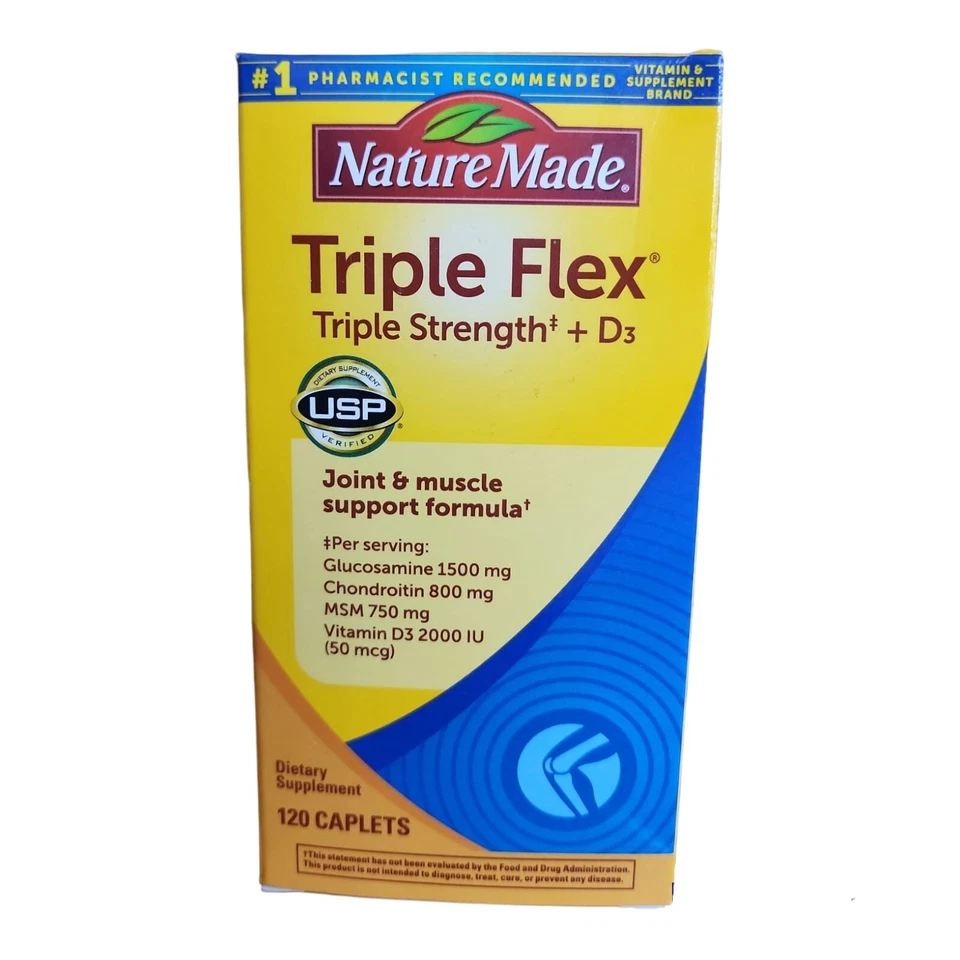 Nature Made TRIPLEFLEX Triple Strength Caplets Vitamin D3/120 Ct NEW Org.Formula - Image 2 of 4