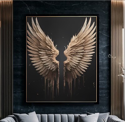 XL LEINWAND BILD ER BIS 145x120x5 ENGELS-FLÜGEL SCHWARZ WANDBILD MODERN ABSTRAKT