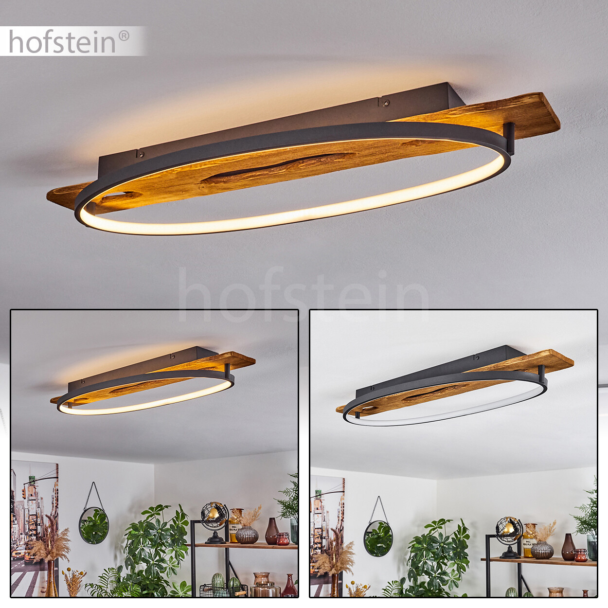 Hofstein Deckenleuchte Deckenleuchten Schlaf Wohn Zimmer Flur Küchen Dielen Nussbaumholz Made