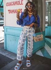 NWT ZARA SS24 HIGH-WAIST EMBROIDERED CULOTTES ZW COLLECTION PANTS 2731/240