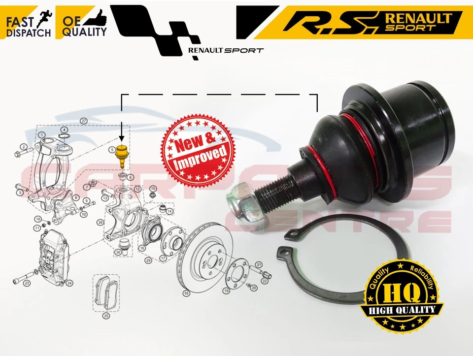 FOR RENAULT CLIO 197 200 MEGANE MK3 RS SPORT TOP BOTTOM HUB ARM BALL JOINT PIVOT - Image 2 of 4