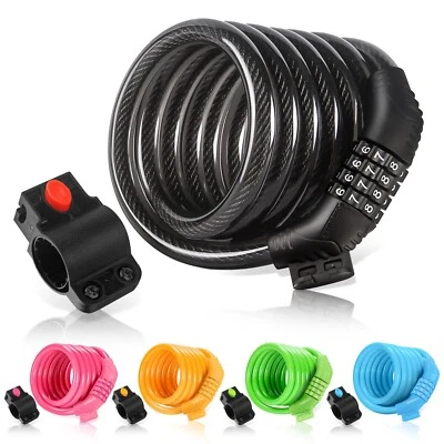 ETRONIC 6 ft. Bike Lock Cable - Resettable Combo, Anti-Theft Security (Black)