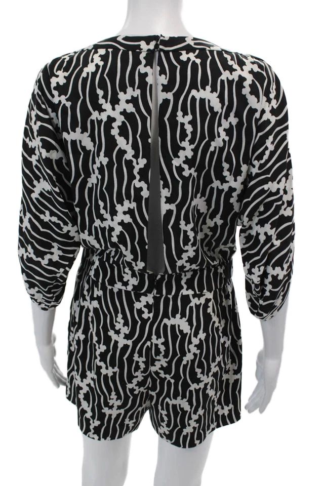 Женский комбинезон Diane Von Furstenberg с шелковым рукавом и разрезом на талии черный размер S - Изображение 3 из 4