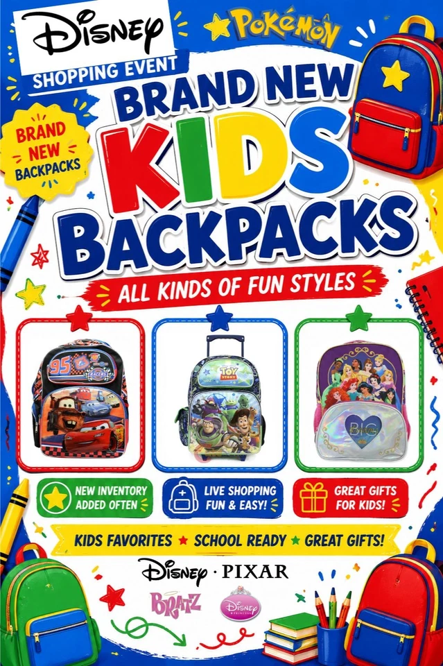 Kids Backpacks • Disney • Pixar • Pokémon • Lunch Bags & More