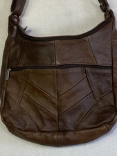 Vtg New Leather Brown Colorblock Patchwork Purse Boho Bag Purse Made In Mexico