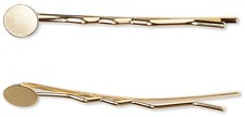 8 Gold Plated Brass Bobby Pin Hair Clips with 10mm Pad 63mm Long