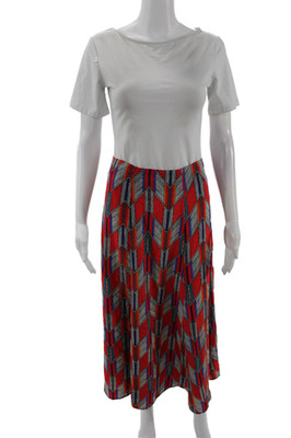 Mara Hoffman Womens Silk Abstract Print A Line Maxi Skirt Red Multi Colored Size