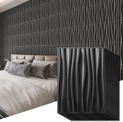 24-Pack 3D Wall Panels Interior Home Décor PVC Wavy Textured Accent Wall