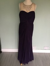 LADIES ADRIANNA PAPELL LONG PLUM EVENING DRESS WITH DIAMONTE TOP - SIZE 14
