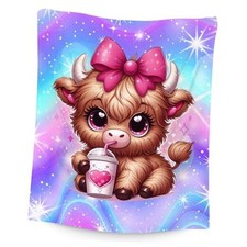 Highland Cow Blanket, Kids Blanket for Cow Lovers, Gifts for 40"x50" Brown