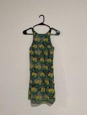 TopShop Black Yellow Green Floral Flower Beaded Cocktail Mini Dress 2 S